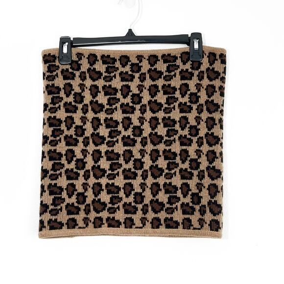 Bergdorf Goodman 100% Cashmere Leopard Print Infinity Scarf Women's Brown - Picture 1 of 5